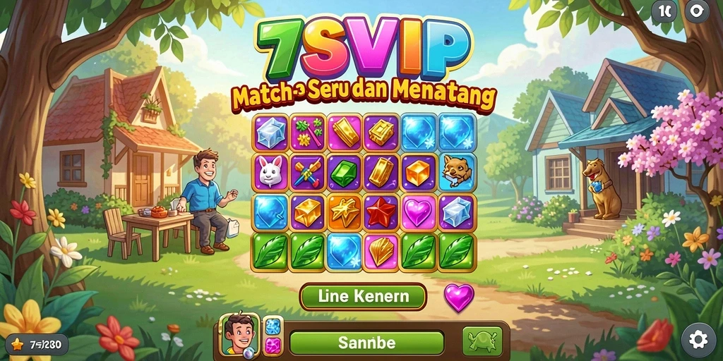 Tangkapan layar gameplay 7SVIP dengan aksi Match-3 yang menarik.