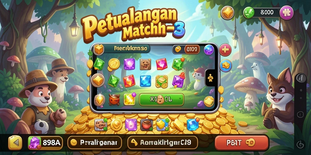 Screenshot gameplay menampilkan kecocokan elemen dalam 898A.