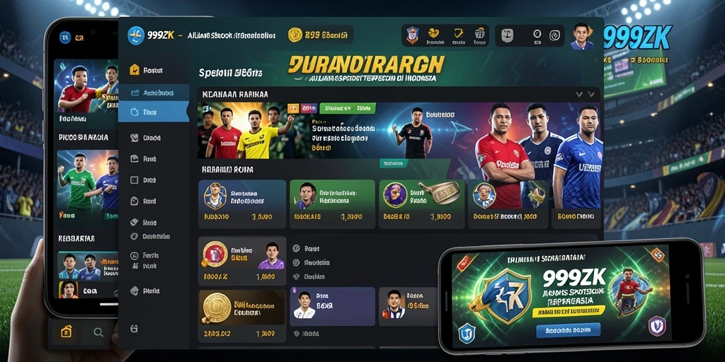 Tampilan antarmuka <strong>999ZK</strong> selama taruhan olahraga.