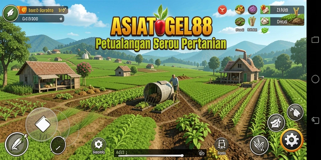 Tangkapan layar gameplay ASIATOGEL88 menampilkan ladang yang subur dan karakter yang aktif.