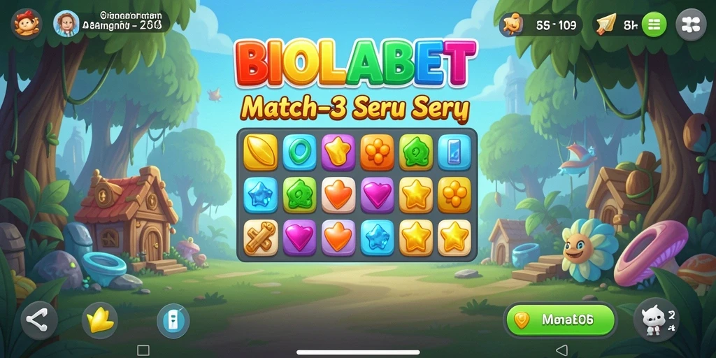 Screenshot gameplay BIOLABET menampilkan aksi seru Match-3.
