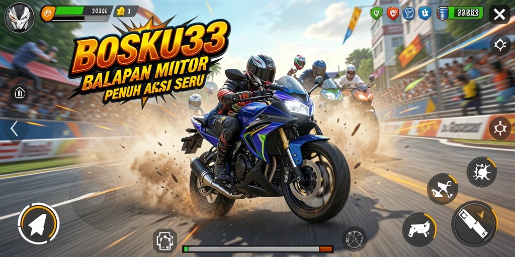 Gameplay menegangkan di <strong>BOSKU33</strong> dengan balapan motor yang cepat.