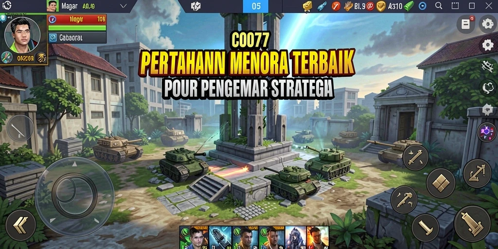 Tangkapan layar utama C0077 menampilkan aksi seru dalam game Tower Defense.