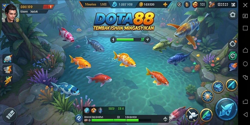 Screenshot gameplay DOTA88 menampilkan aksi Tembak Ikan yang seru.