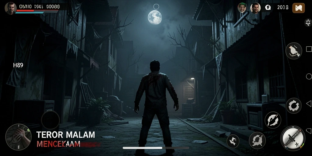 Tampilan gameplay H89 dengan suasana horor yang mencekam.
