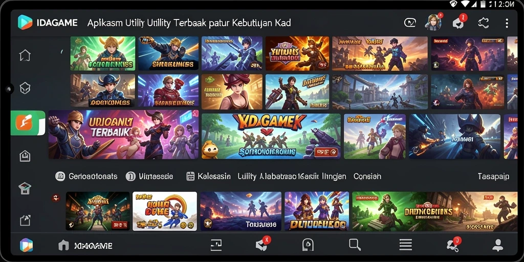 Screenshot utama IDAGAME menampilkan berbagai fitur yang memudahkan pengguna.