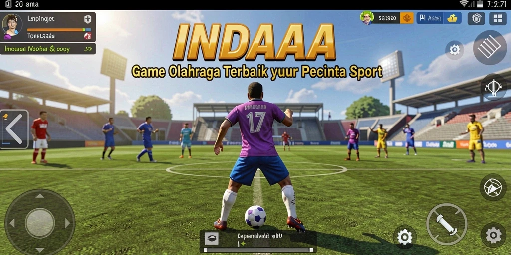 Tampilan gameplay seru dalam aplikasi INDAAA dengan berbagai mode olahraga.