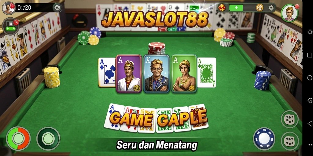Screenshot utama dari gameplay Gaple JAVASLOT88 yang seru.