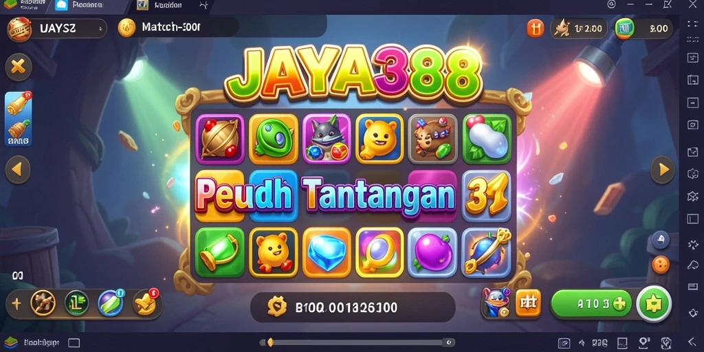 Screenshot utama JAYA388 menunjukkan gameplay seru Match-3.