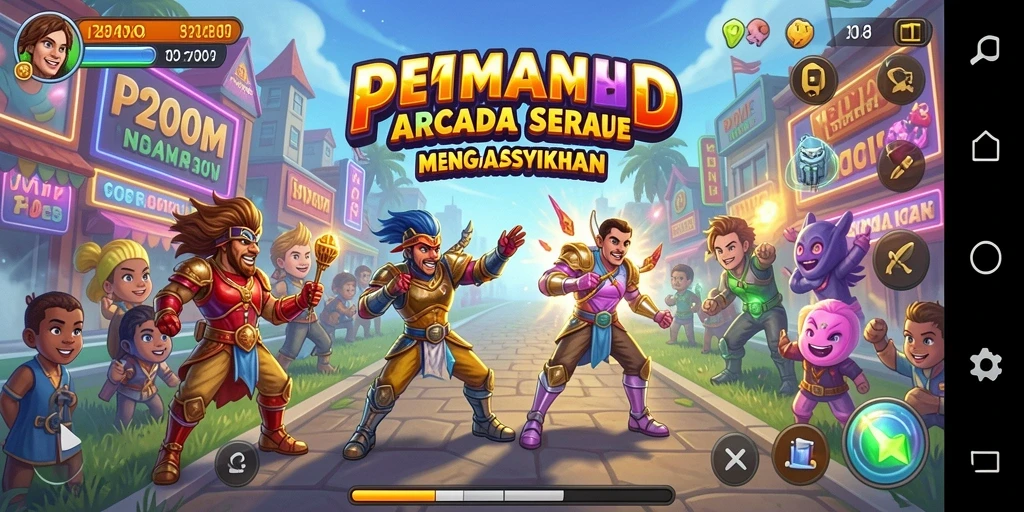 Tampilan gameplay seru dari P200M yang menampilkan aksi Arcade yang cepat.