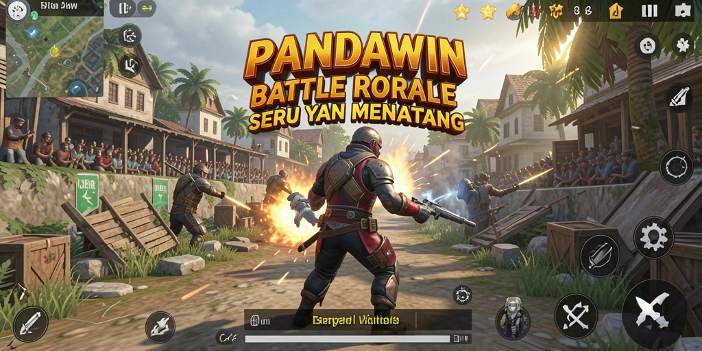 Screenshot gameplay PANDAWIN dengan aksi Battle Royale yang seru.