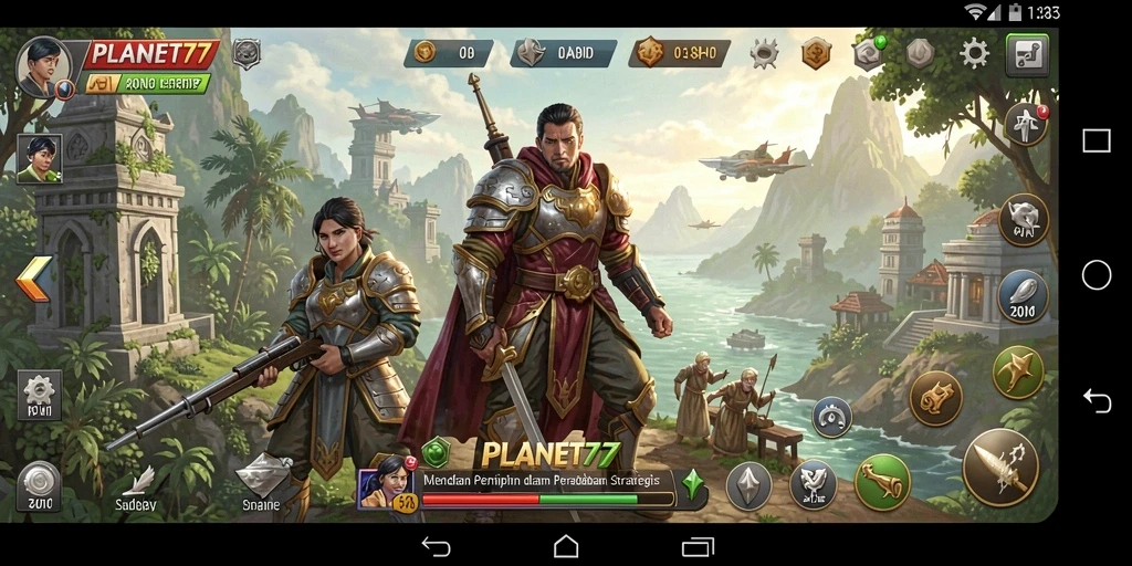 Tampilan gameplay <strong>PLANET77</strong> yang menarik dengan strategi pertahanan yang cerdik.