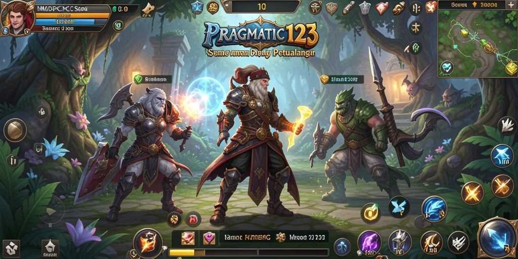 Screenshot gameplay <strong>PRAGMATIC123</strong> menampilkan petualangan bersama teman-teman di dunia fantasi.