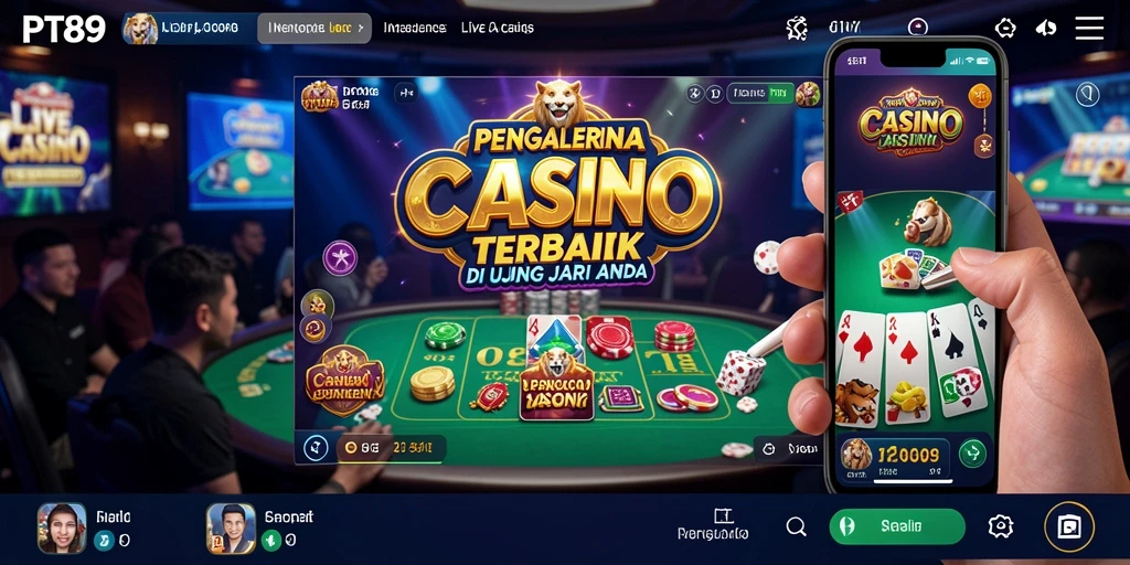 Screenshot gameplay PT89 yang menampilkan dealer profesional dan suasana kasino live.