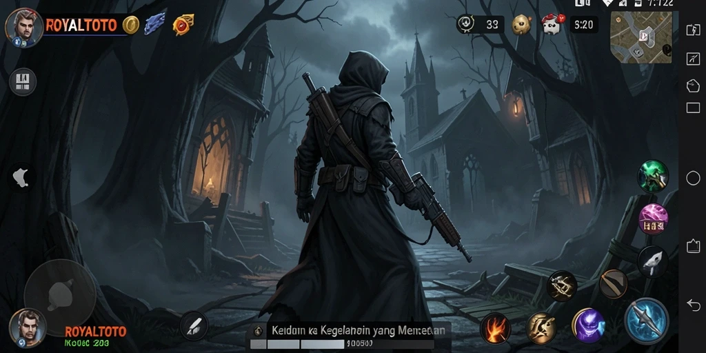 Tangkapan layar gameplay yang menunjukkan suasana horor di ROYALTOTO.