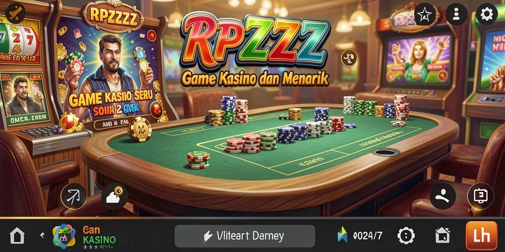 Tampilan utama RPZZZ dengan gameplay kasino yang mendebarkan.