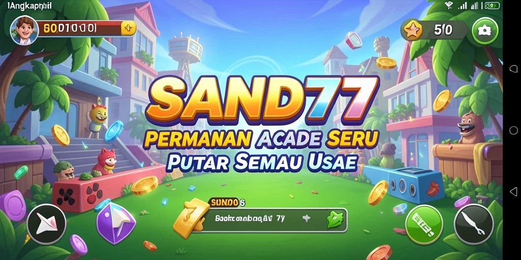 Tampilan gameplay dinamis SAND77 yang penuh warna dan menantang.