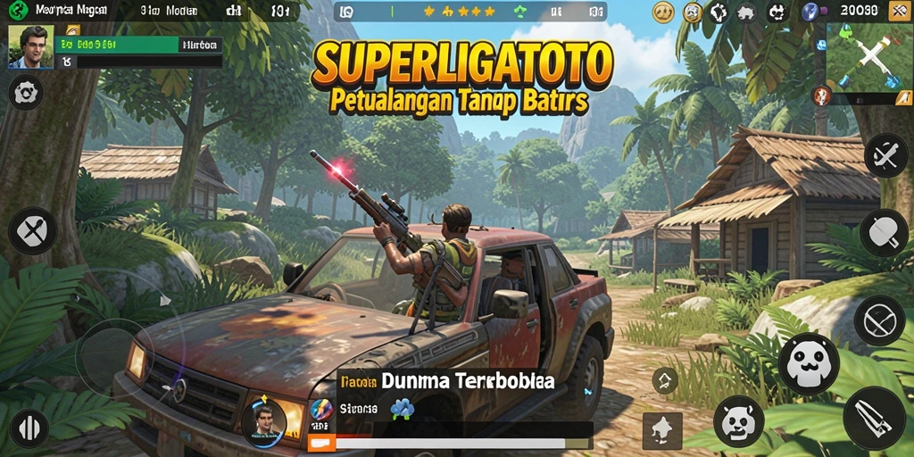 Screenshot SUPERLIGATOTO menampilkan aksi seru dalam dunia terbuka.