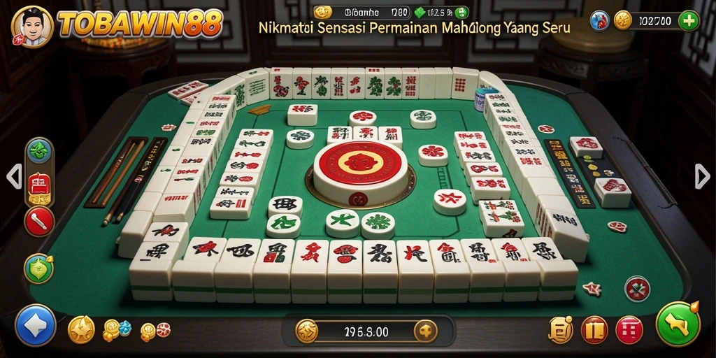 Screenshot gameplay TOBAWIN88 menampilkan suasana seru permainan Mahjong.