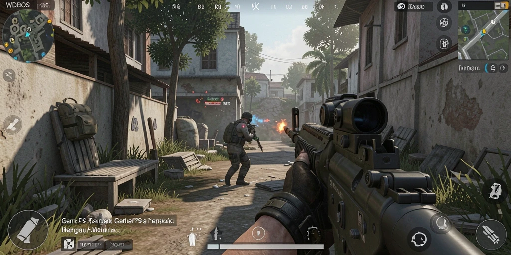 Tampilan screenshot game FPS dengan aksi tembak-menembak mendebarkan.